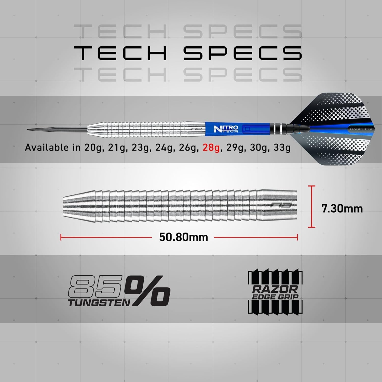 Razor Edge 28G Tungsten Darts with Flights & Stems