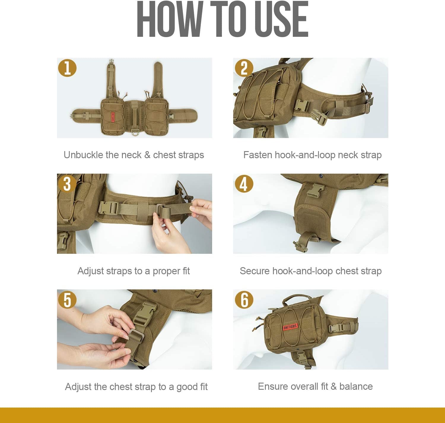 Tactical Dog Backpack for Medium & Large Dogs | Nylon Pet Backpack (Brown, Medium)