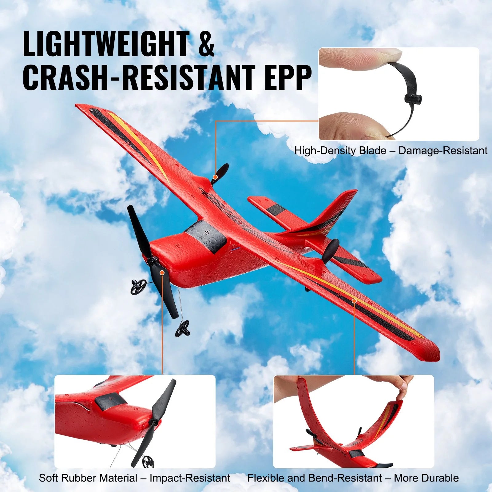 RC Airplane Toy | EPP Foam Remote Control Plane with 2 Batteries
