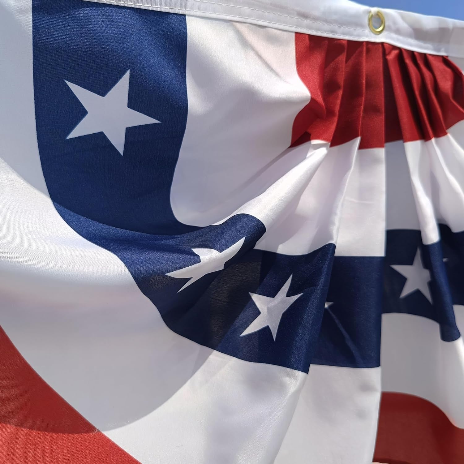 Patriotic Bunting & Banner Set | Red White Blue Pleated Fans (6-Pack, 3x1.5 Ft)