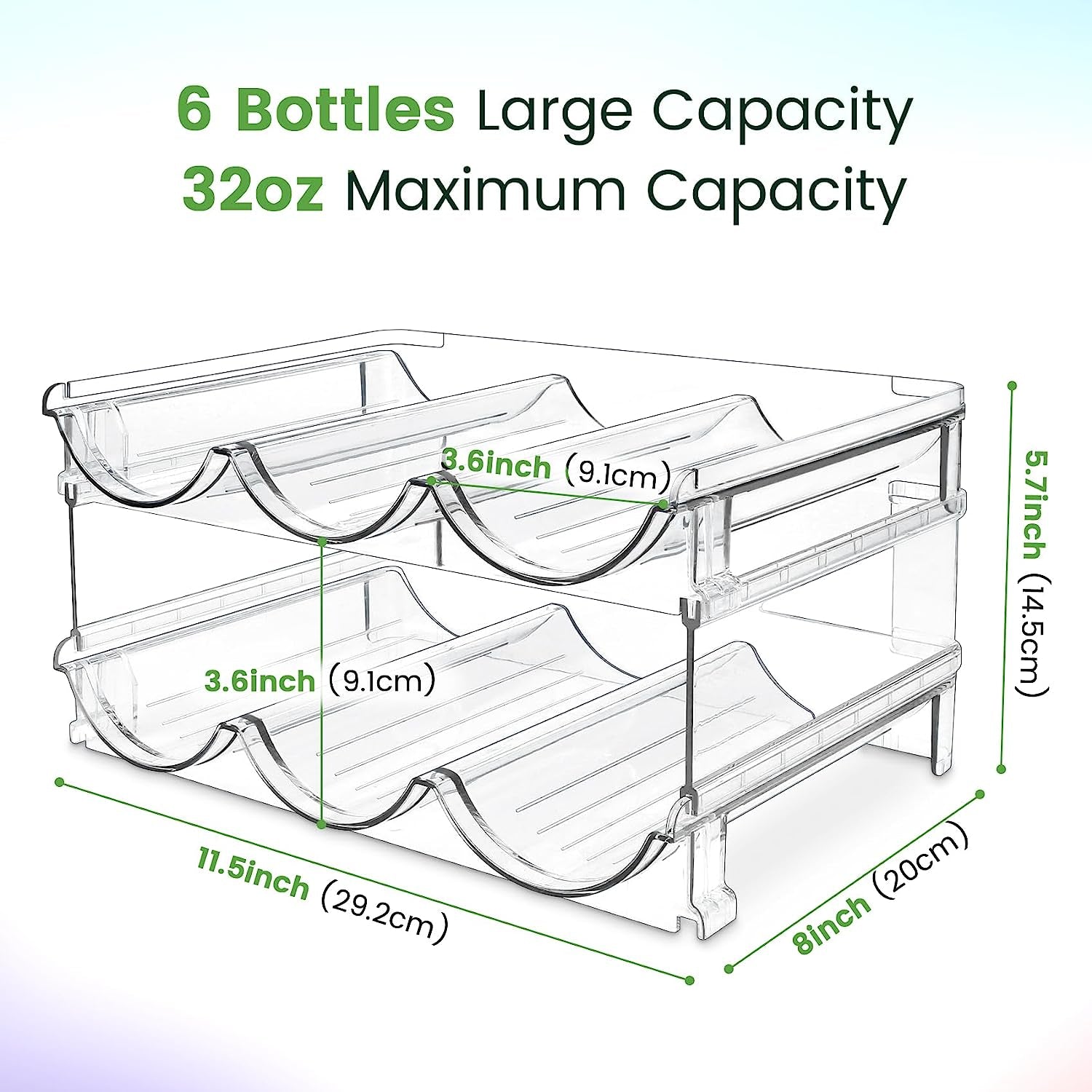 Water Bottle Organizer – 2-Pack Stackable Storage Rack for Cabinets