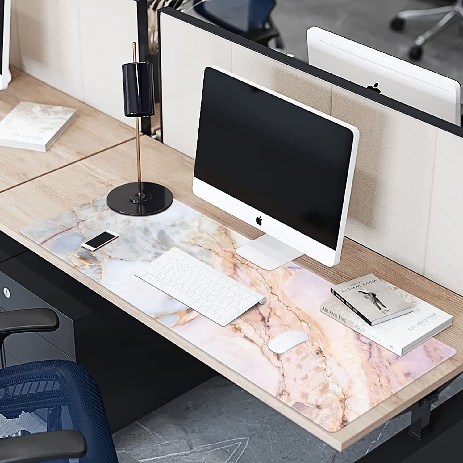 XXL Pink Marble Gaming Mouse Pad | Oversized with Non-Slip Rubber Edges