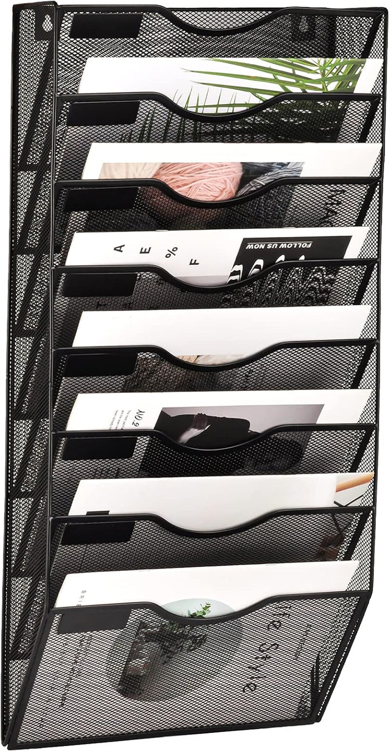 8-Pocket Mesh Wall File Organizer – Mail & Document Holder for Office/Home