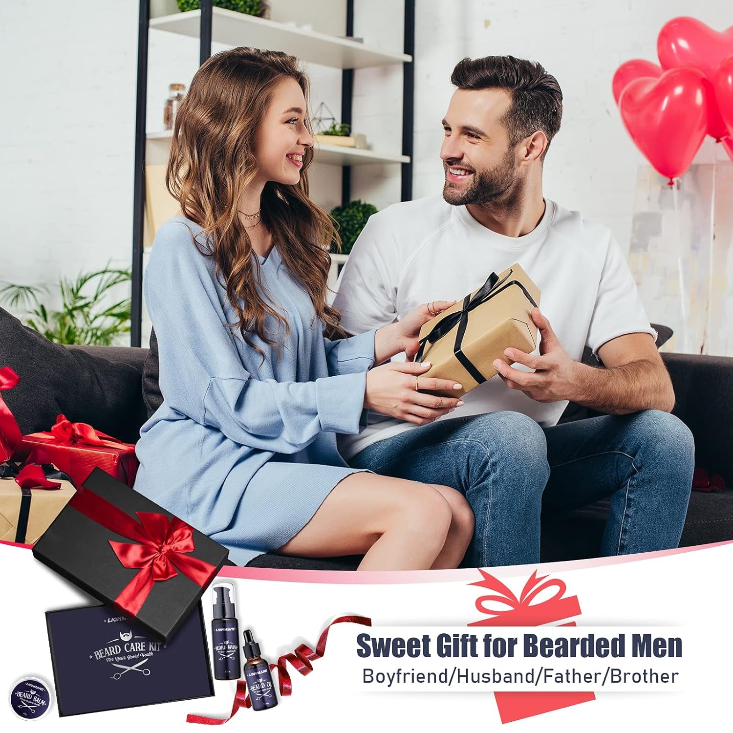 Beard Care Gift Kit for Men | Balm, Wash, Oil, Brush & Scissors for Grooming