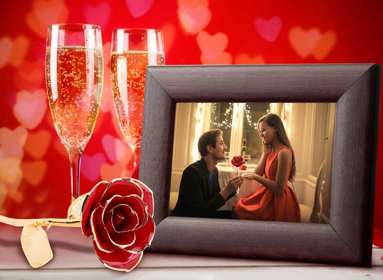 24K Gold Red Rose | Preserved Long Stem Gift for Valentine’s & Anniversaries