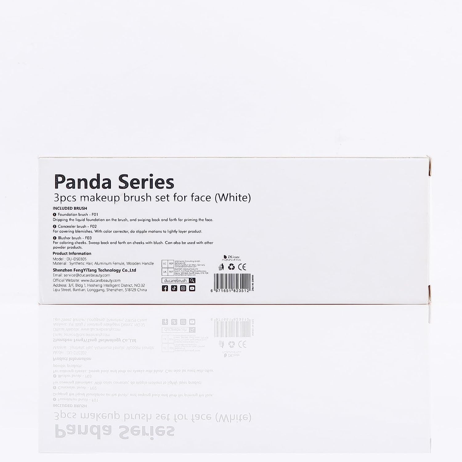 3-Piece White Makeup Brush Set – Foundation, Contour & Blush Brushes