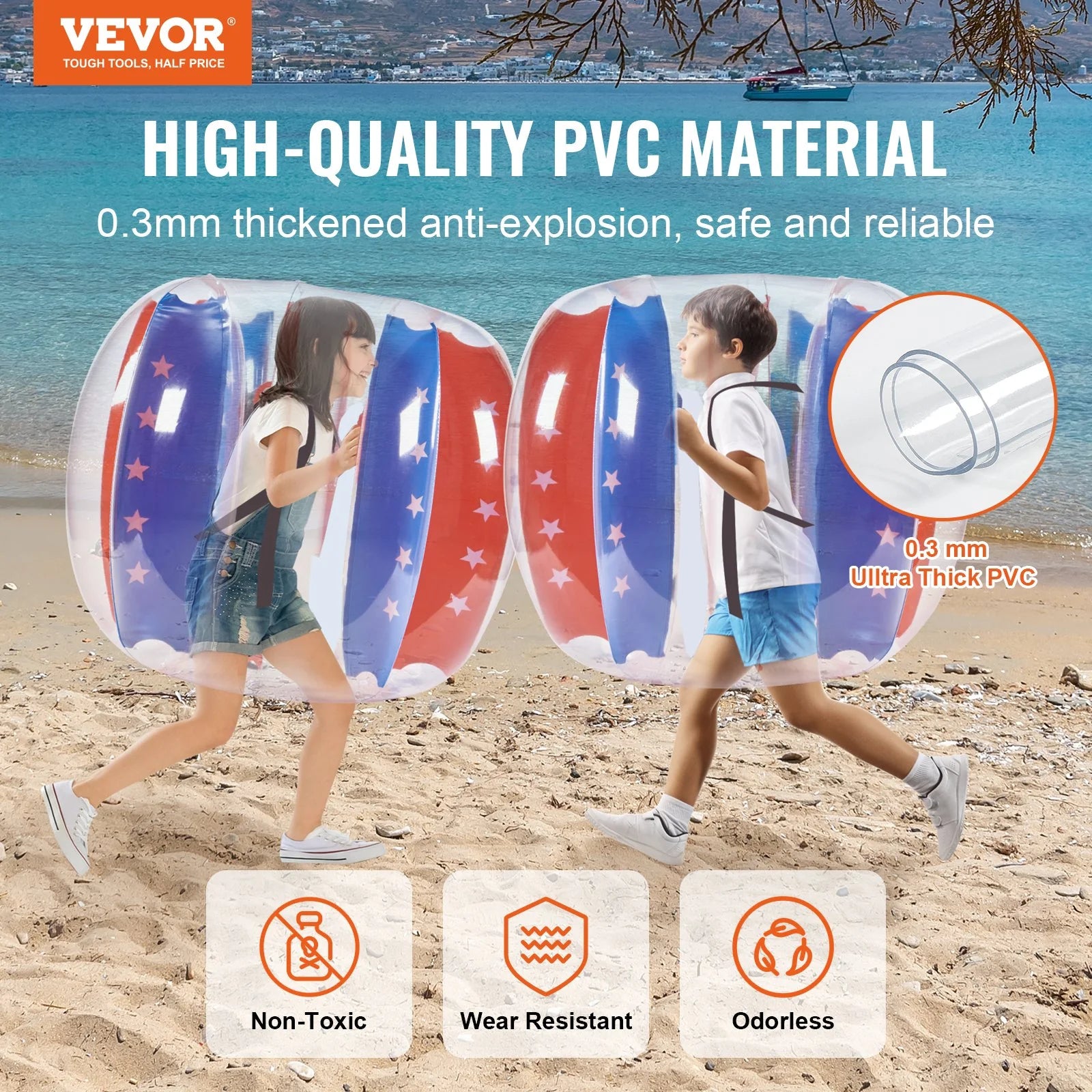 Inflatable Bumper Balls 2-Pack | 4FT PVC Zorb Balls for Kids & Teens