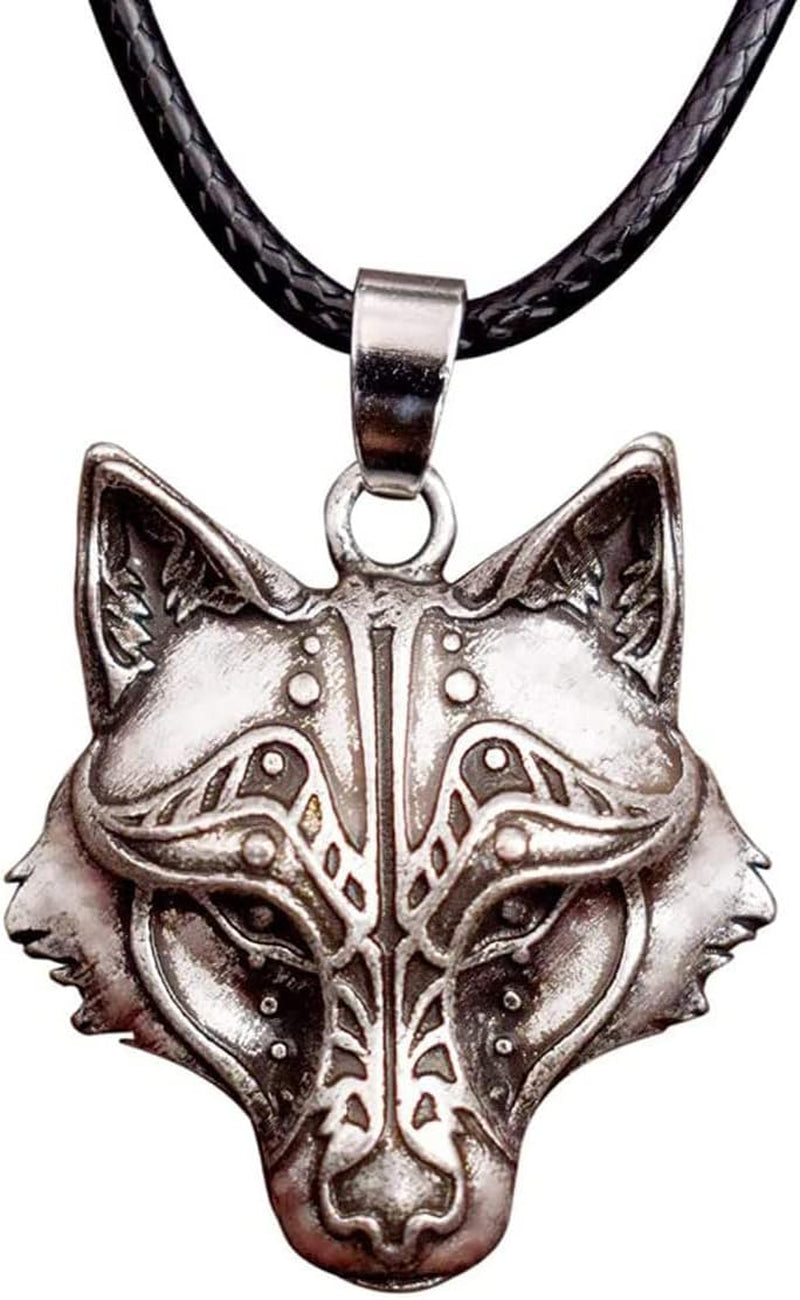 Viking Wolf Head Necklace | Wolf Pendant Jewelry Gift for Men & Women