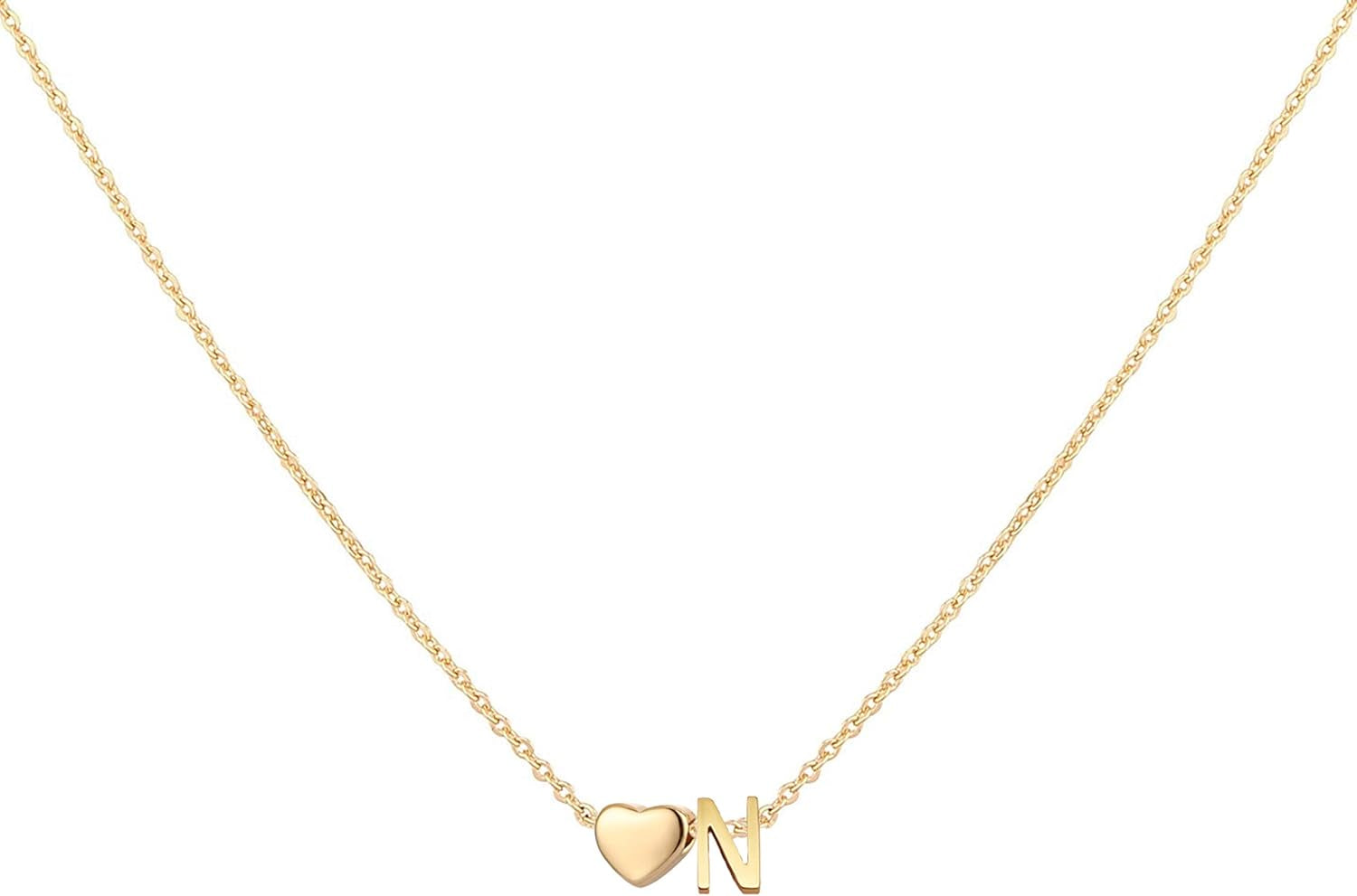 18K Gold-Plated Initial Heart Necklace | Personalized Monogram Pendant for Women