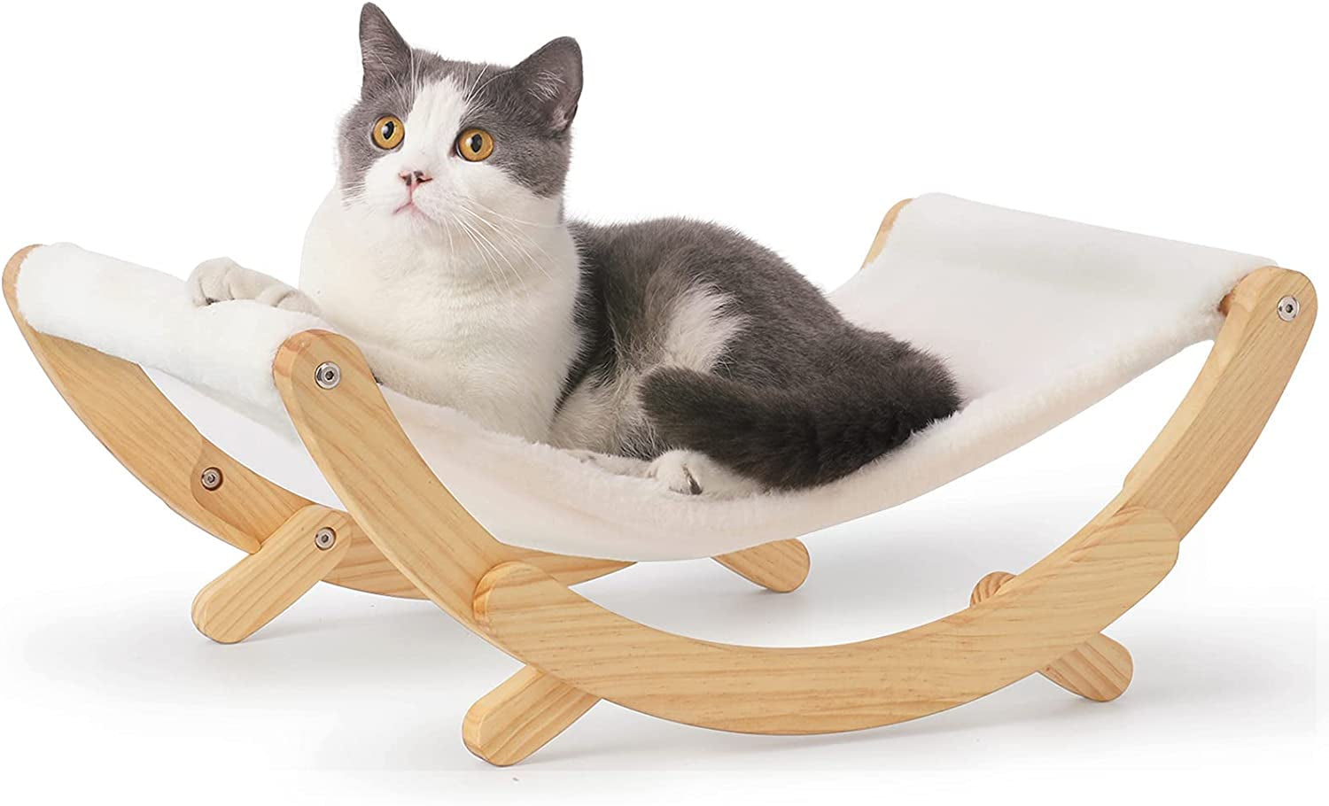 New Moon Cat Hammock | Elevated Swing Chair Bed for Cats & Small Dogs (White)