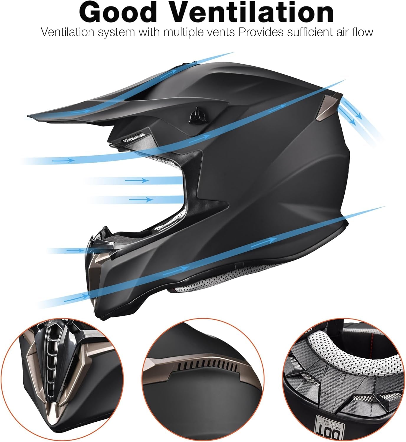 Adult Offroad Dirt Bike Helmet | Full Face Motocross ATV BMX, DOT Approved