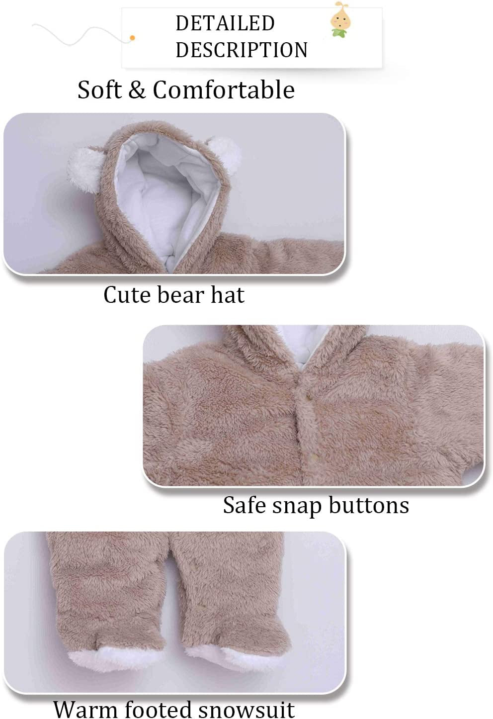 Unisex Baby Winter Coat Snowsuit Jumpsuit | Infant Bodysuit for Baby Essentials