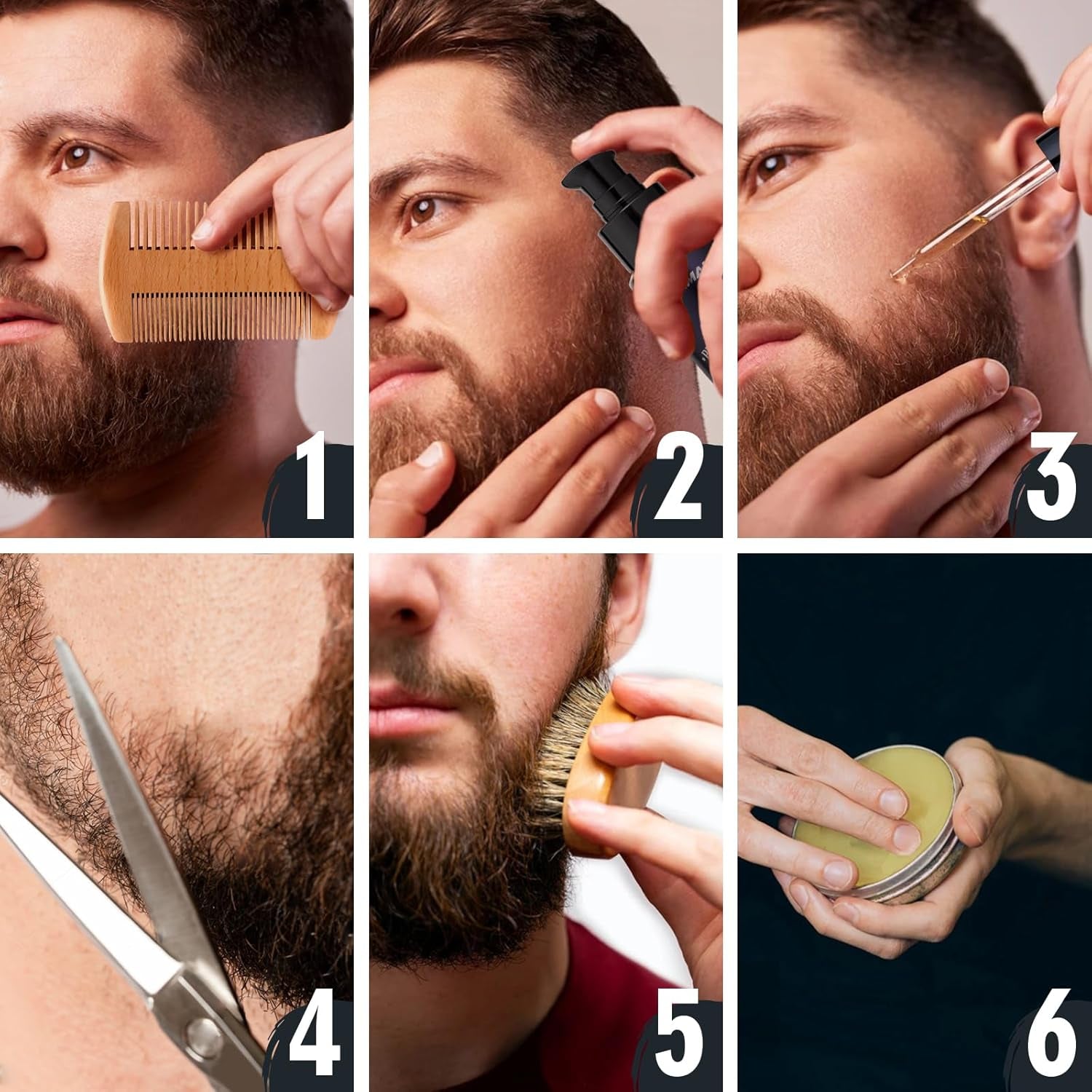 Beard Care Gift Kit for Men | Balm, Wash, Oil, Brush & Scissors for Grooming