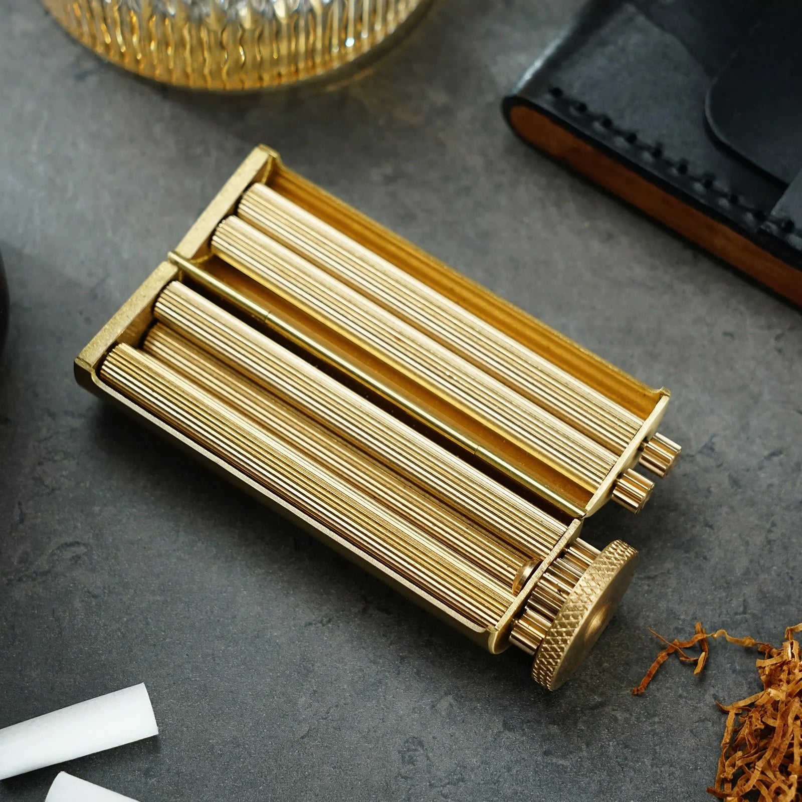 Cigarette Rolling Machine | Solid Brass Manual Tobacco Roller, Fits 70mm Paper, Vintage Gift