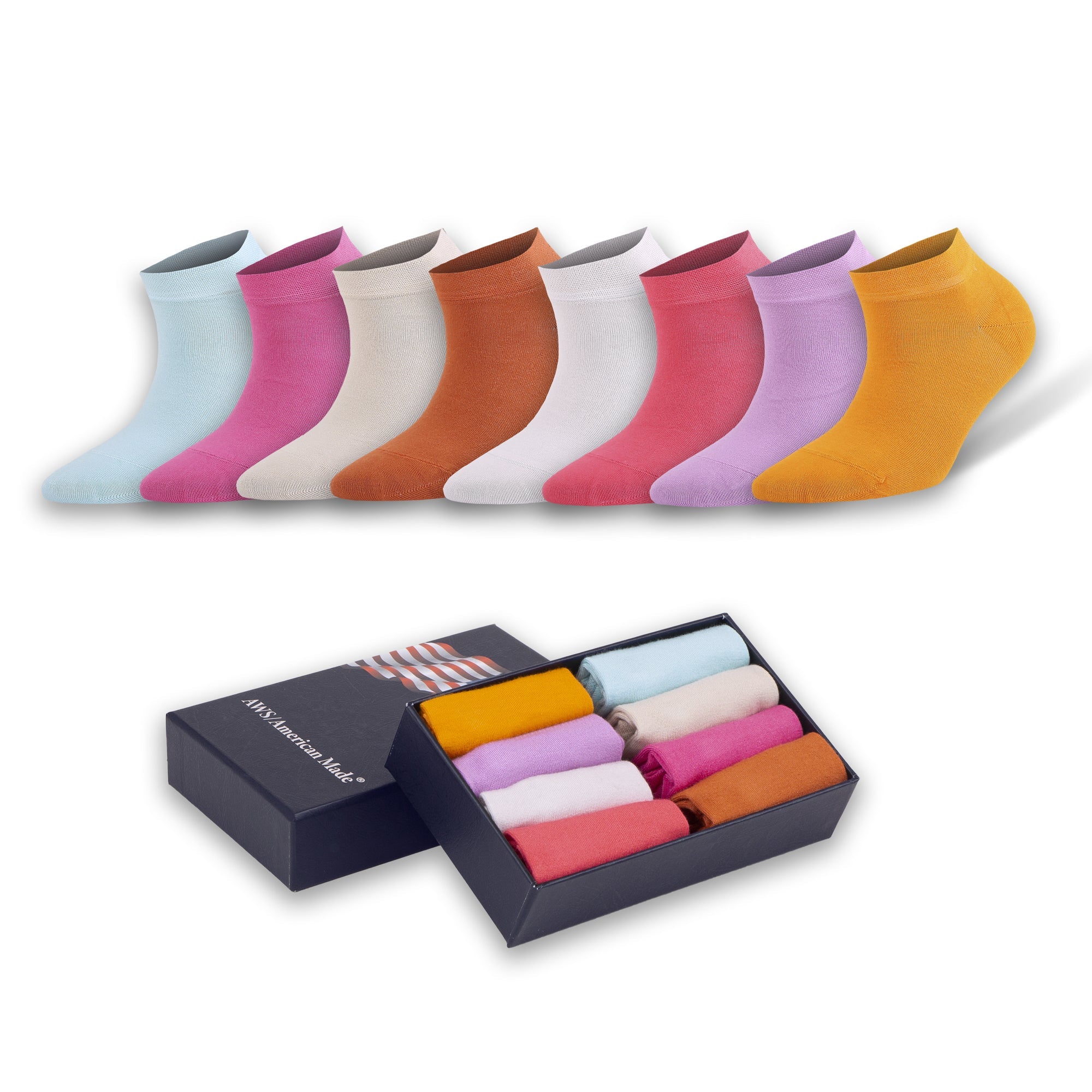 Women's Bamboo Low Cut Ankle Socks – Soft, Breathable, 8 Pairs with Gift Box