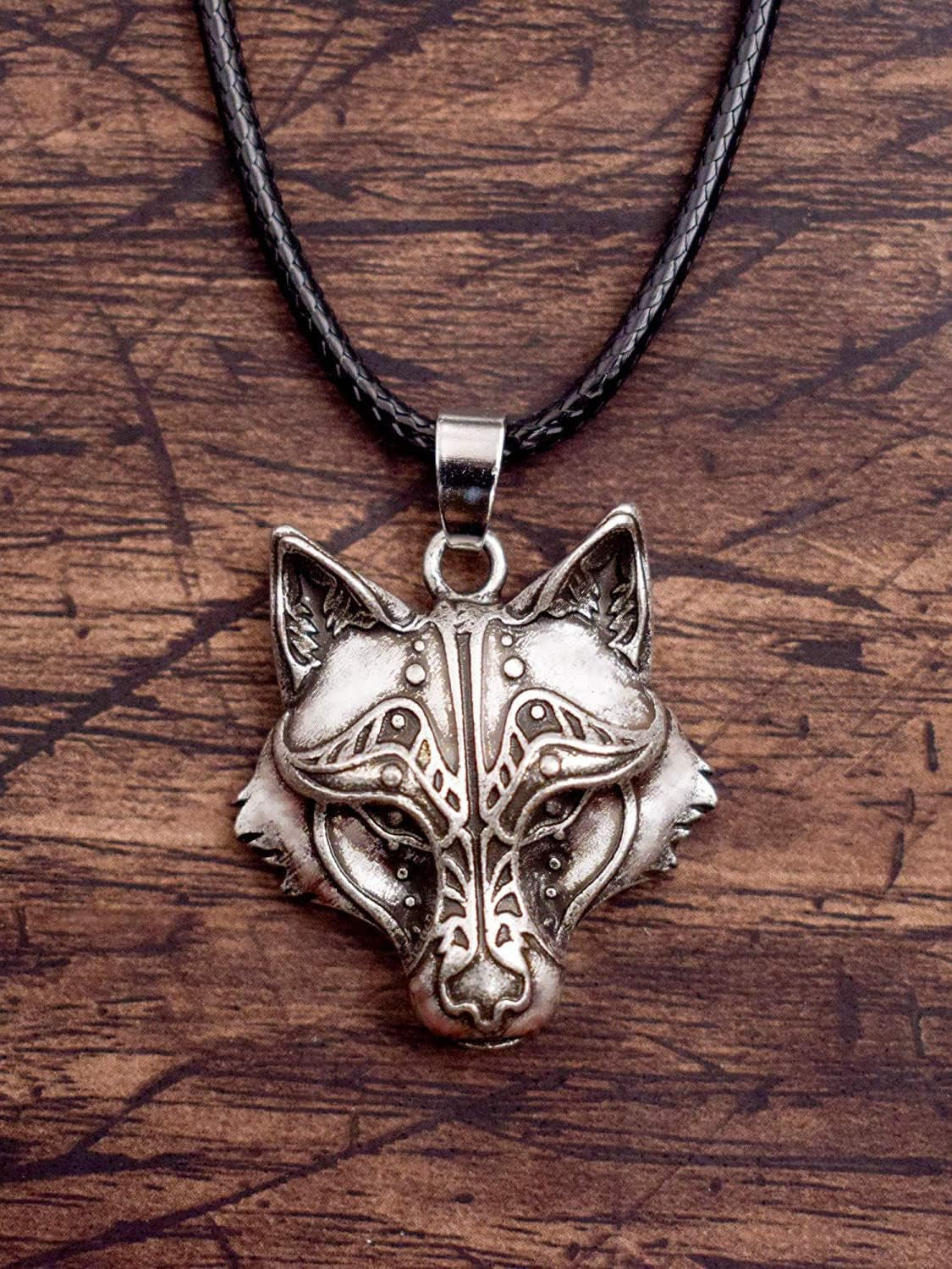 Viking Wolf Head Necklace | Wolf Pendant Jewelry Gift for Men & Women