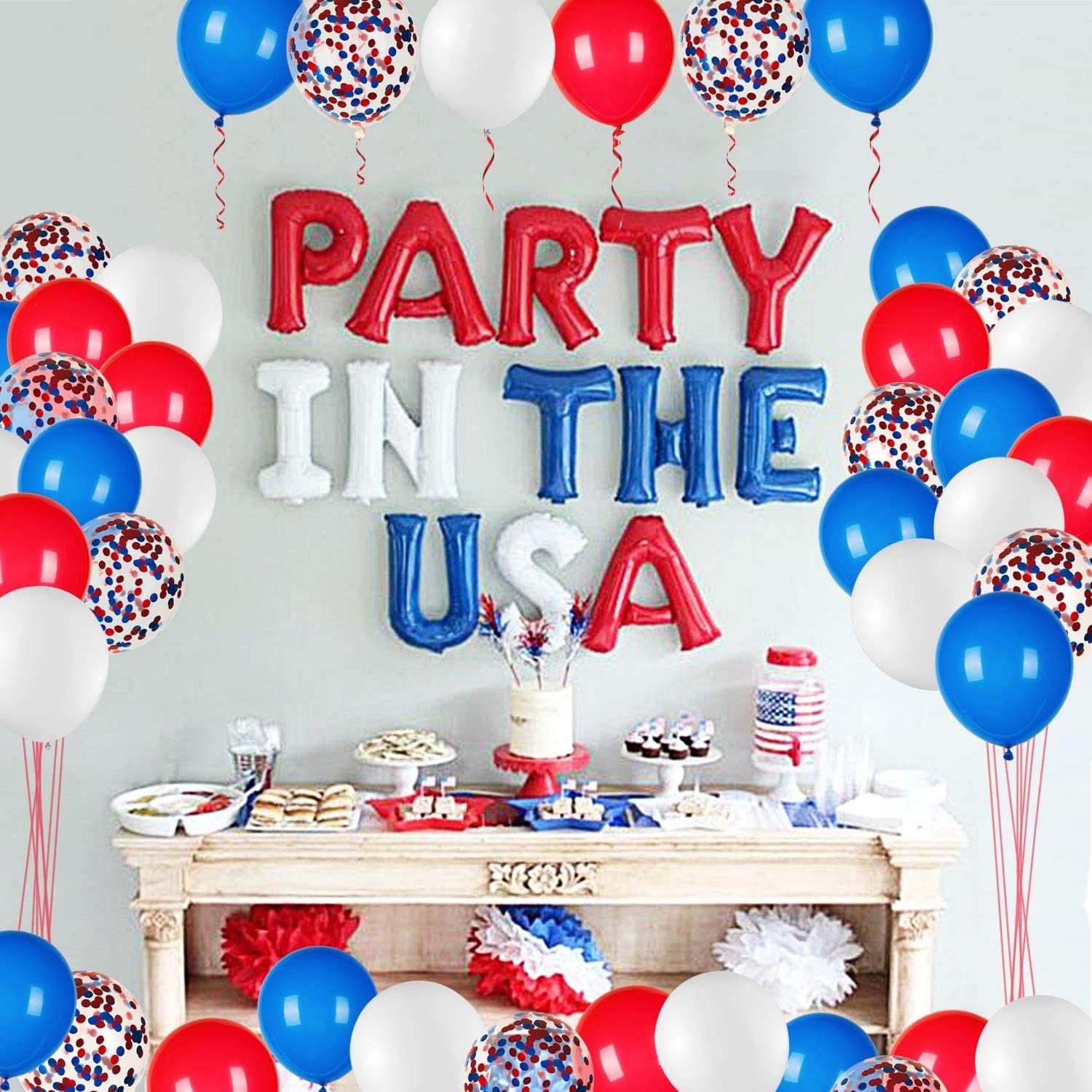 80pcs Red White Blue Balloons Set | Confetti Balloons for 4th of July & Patriotic Decor