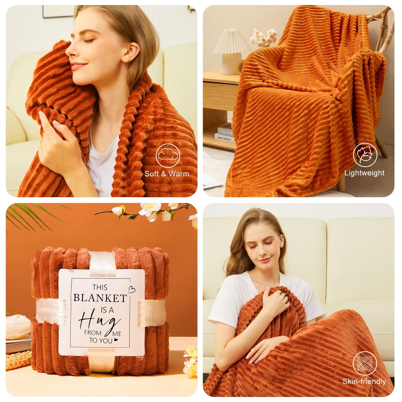 Mother's Day Gift Basket | Cozy Blanket, Rose, Spa & Self-Care Gifts for Women