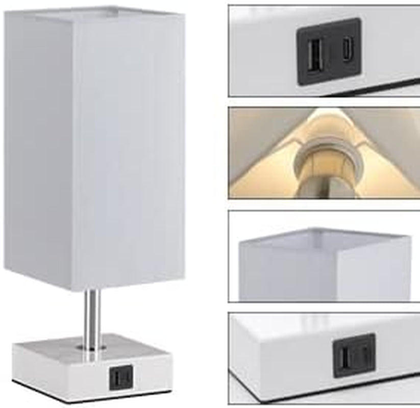 Touch Table Lamp with USB Ports | 3-Way Nightstand & Desk Lamp (Grey)