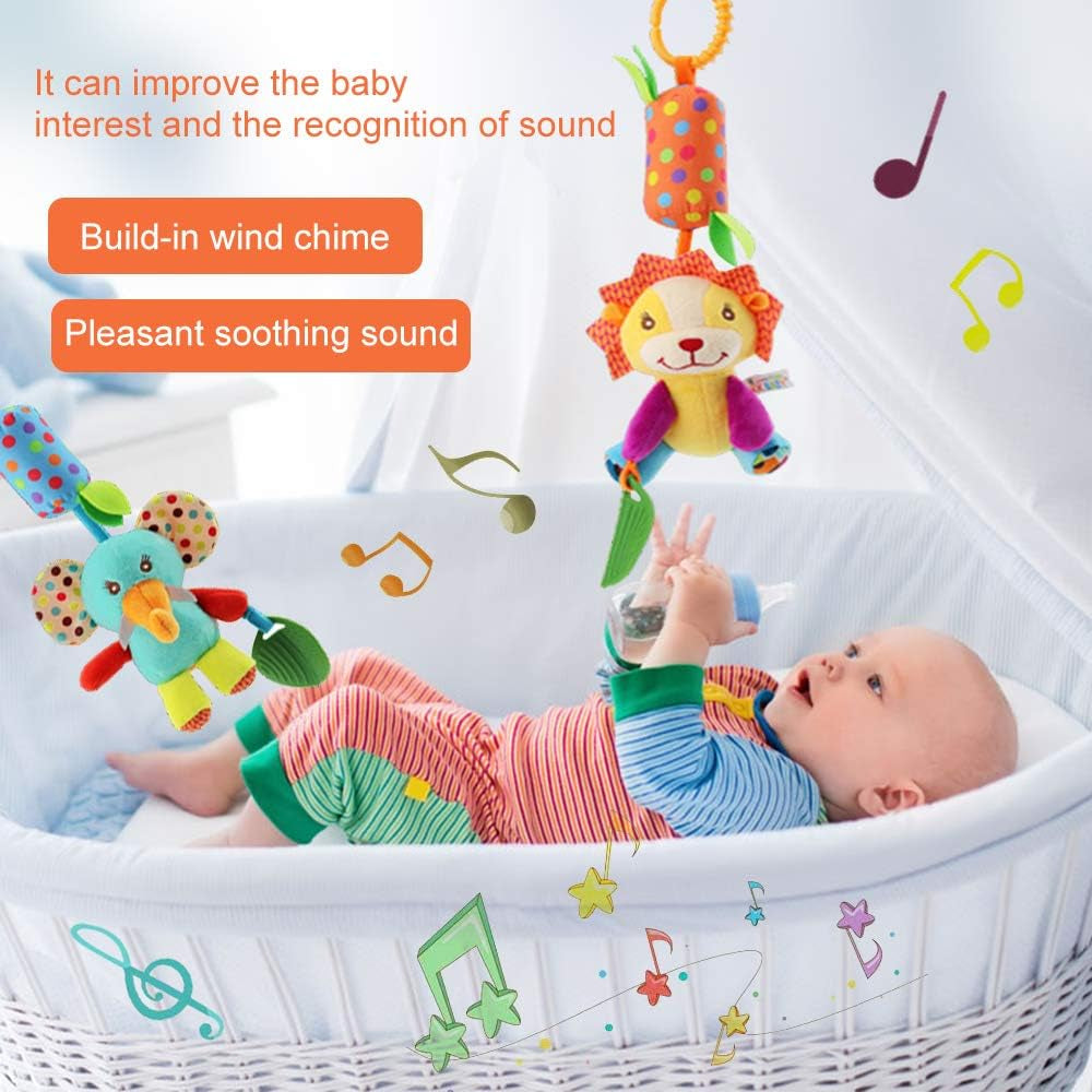 Montessori Baby Sensory Toys – Car Seat & Stroller Activity Set for 3+ Months (Pack of 4)