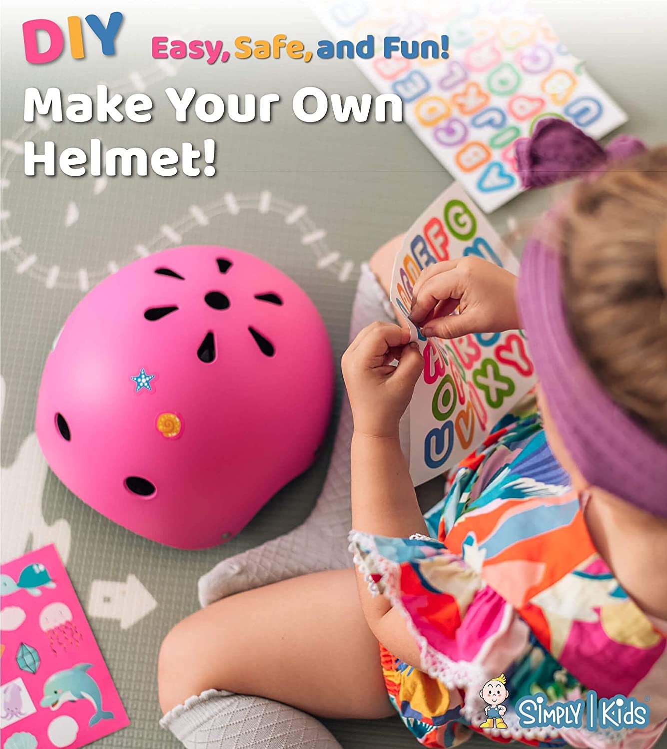 Bike Helmet with DIY Stickers | CPSC & CE Certified for Toddlers - Skateboard, Scooter, Bicycle