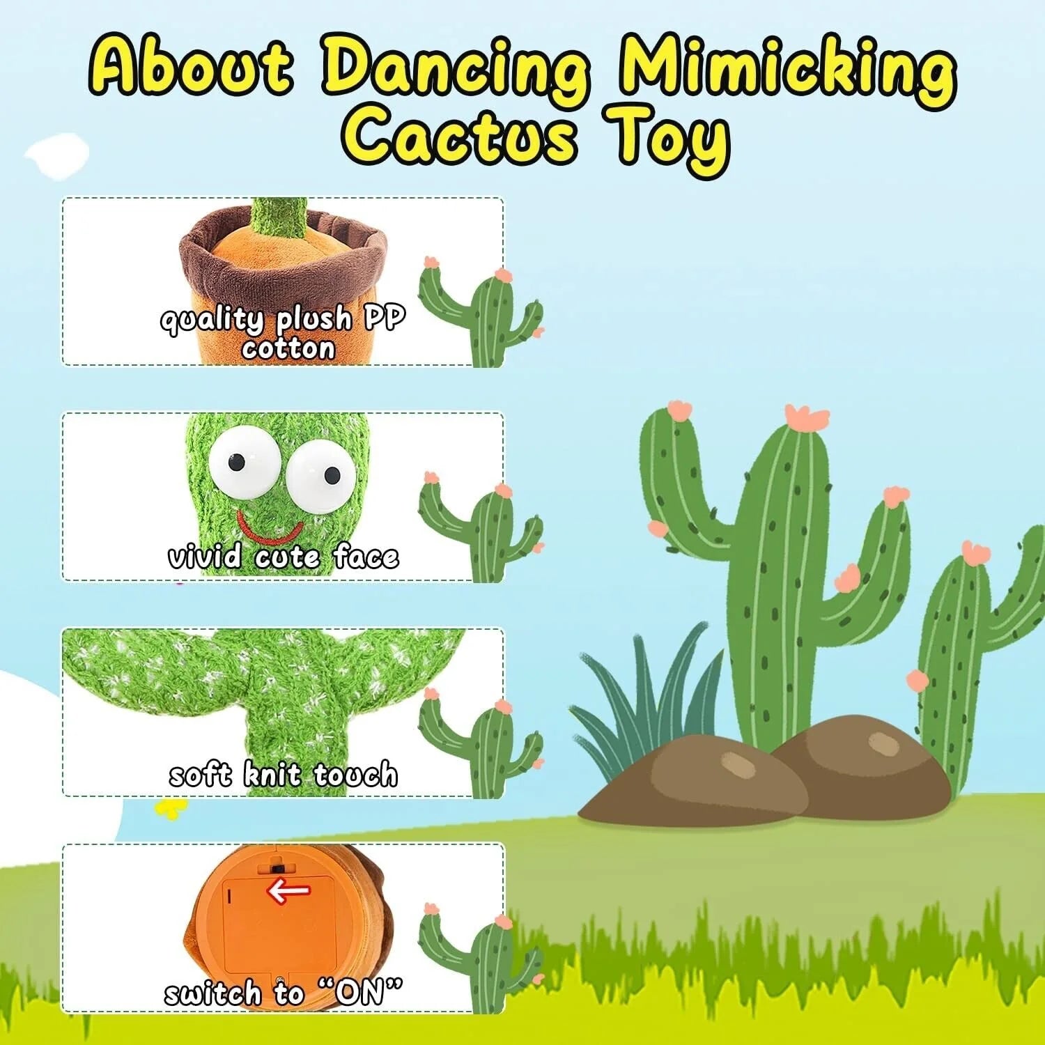 Dancing Cactus Plush Toy | Electronic Recording, Shake & Song Fun Gift