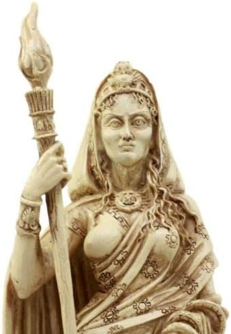 Hecate Statue | Greek Goddess of Magic & Witchcraft with She-Dogs Figurine (Ivory Beige)