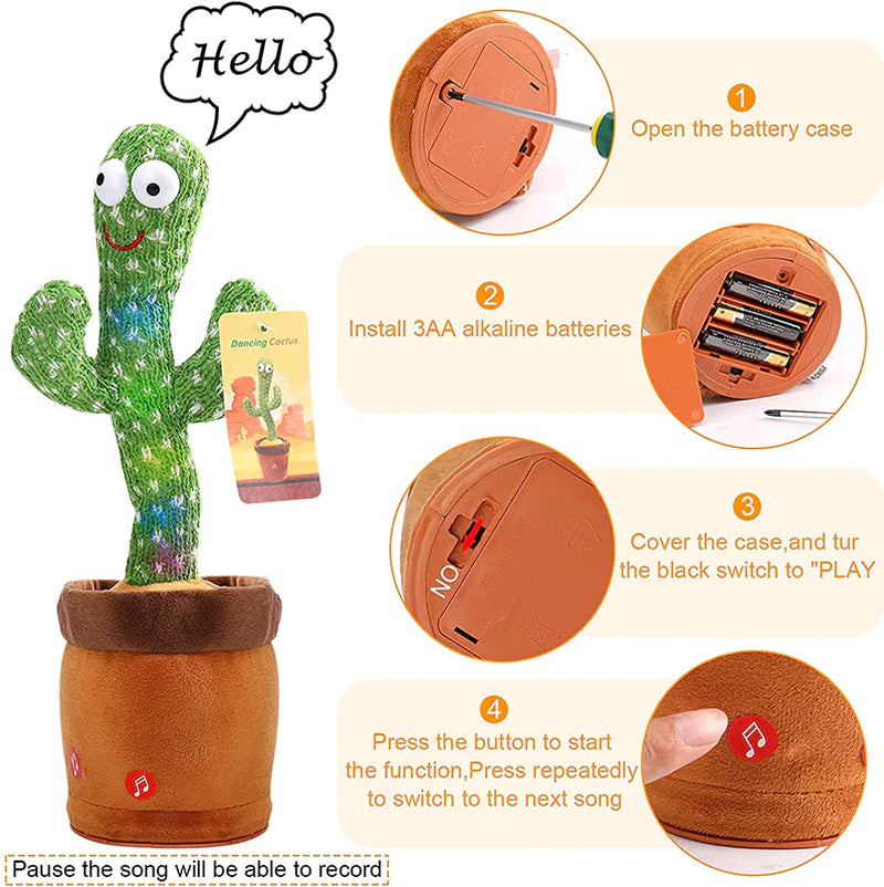 Dancing Cactus Plush Toy | Electronic Recording, Shake & Song Fun Gift