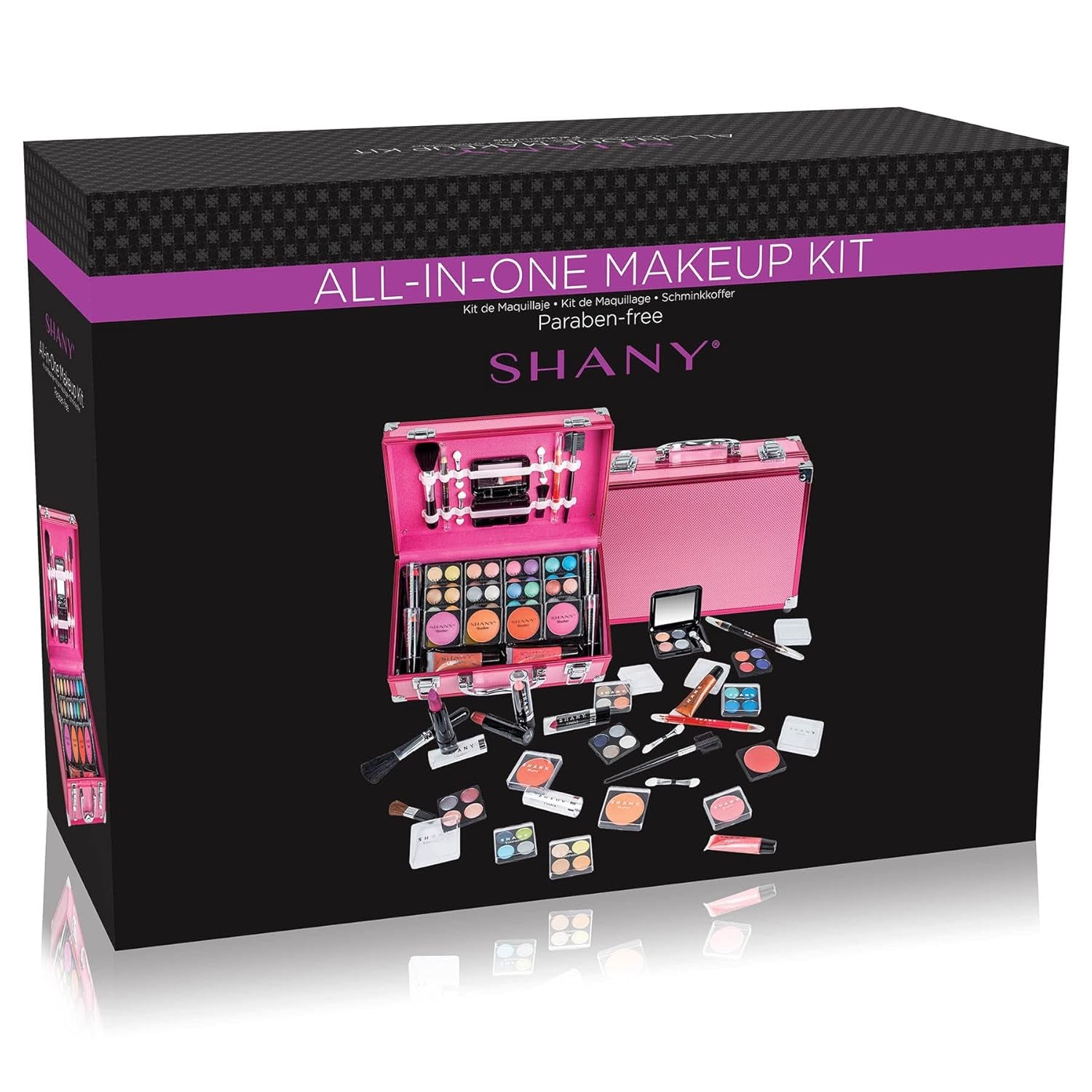 Makeup Train Case with Pro Set & Brushes | Pink Storage Organizer