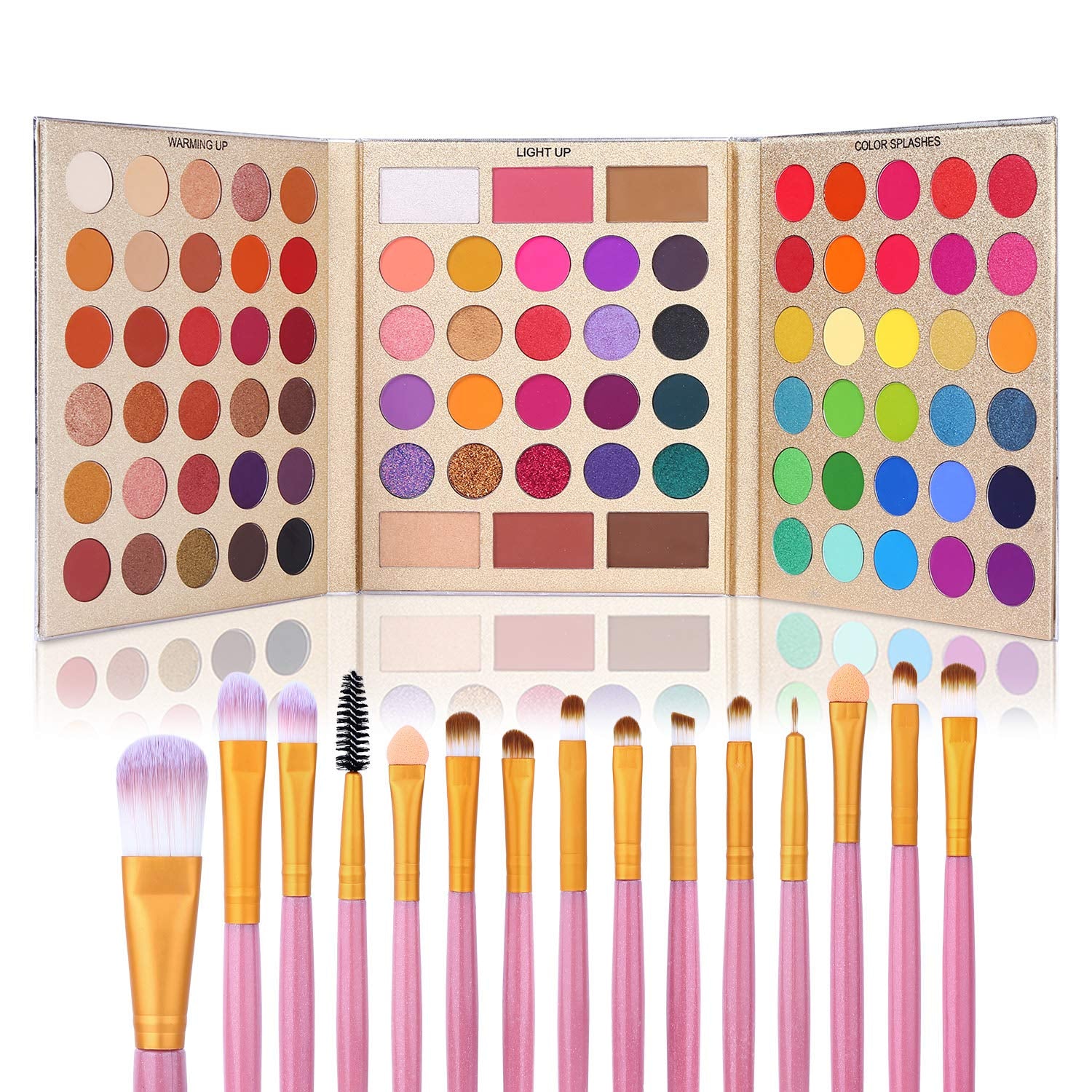 86-Color Eyeshadow Palette with 15 Brushes | Matte, Glitter, Waterproof, Contour & Highlighter