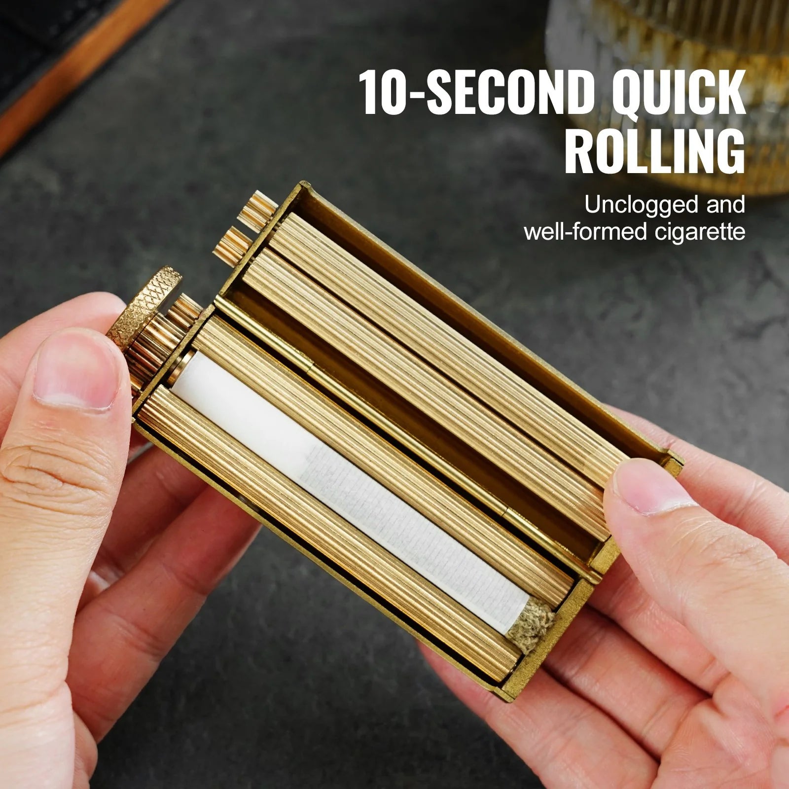 Cigarette Rolling Machine | Solid Brass Manual Tobacco Roller, Fits 70mm Paper, Vintage Gift