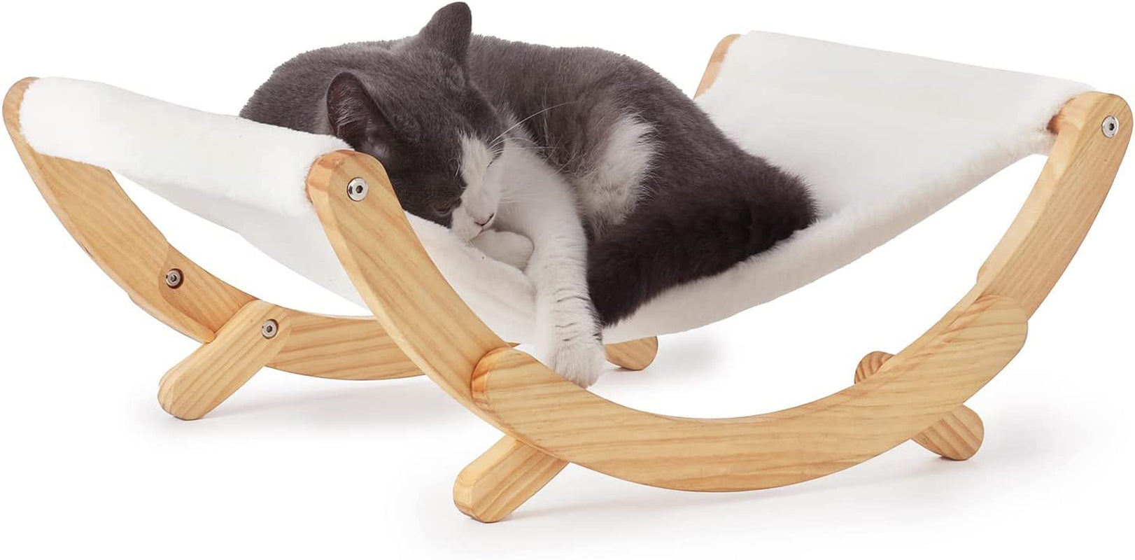 New Moon Cat Hammock | Elevated Swing Chair Bed for Cats & Small Dogs (White)
