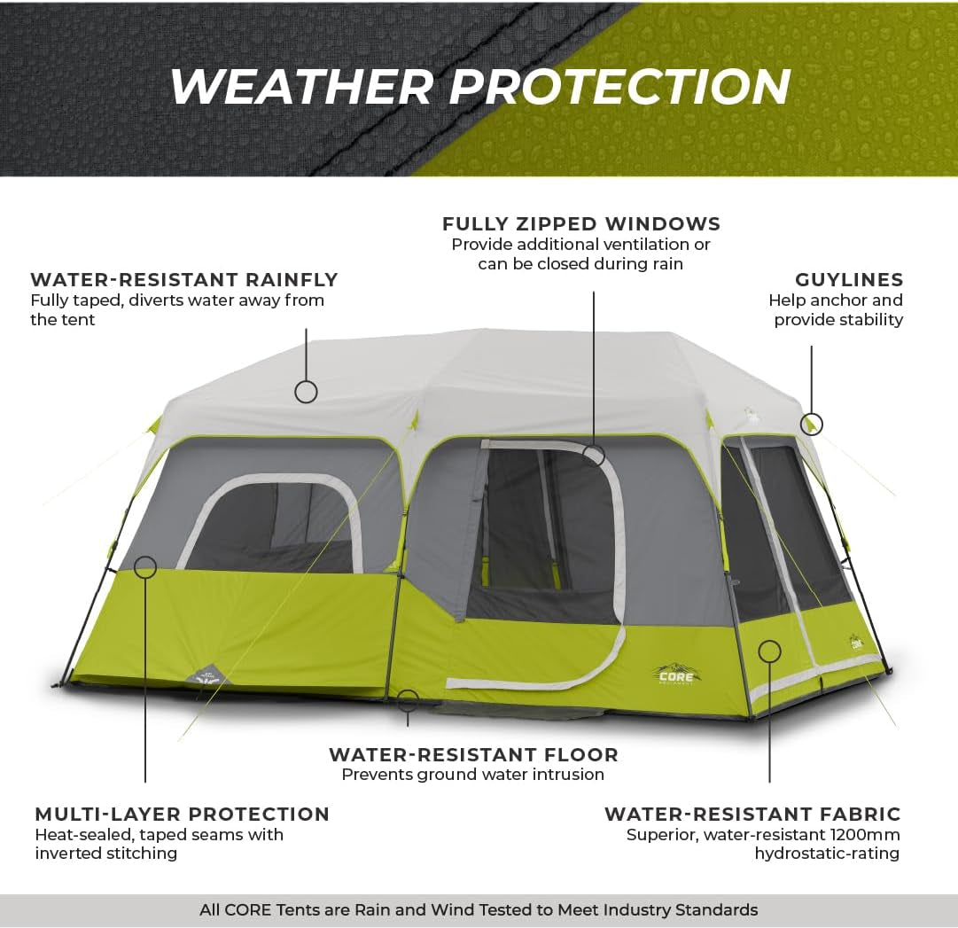 9-Person Instant Cabin Tent 14' x 9' - Green 