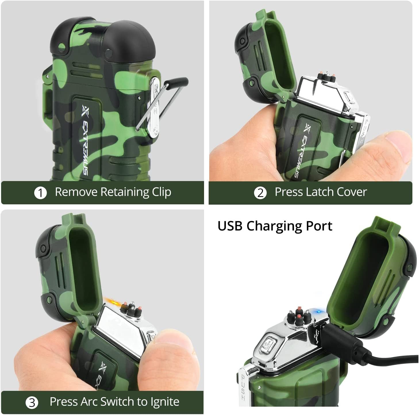 Rechargeable Dual Arc Plasma Lighter | Windproof & Waterproof with Whistle Lanyard