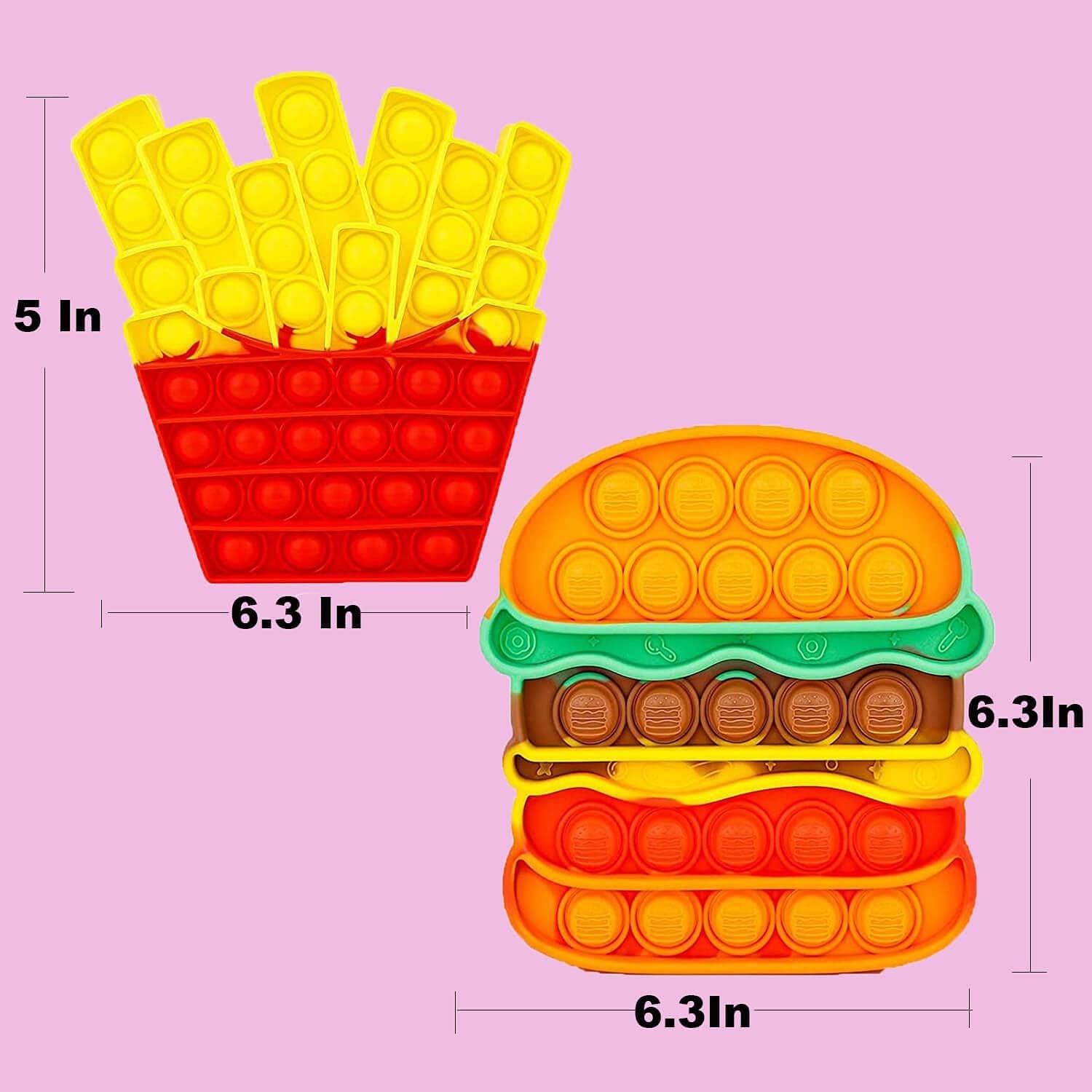 Burger & Fries Pop Fidget Toy – Sensory Stress Relief for Kids & Adults