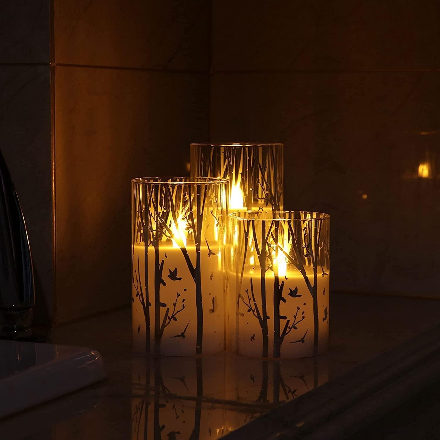 Birch LED Flameless Candles with Timer | Battery Operated Set with 6 Batterie