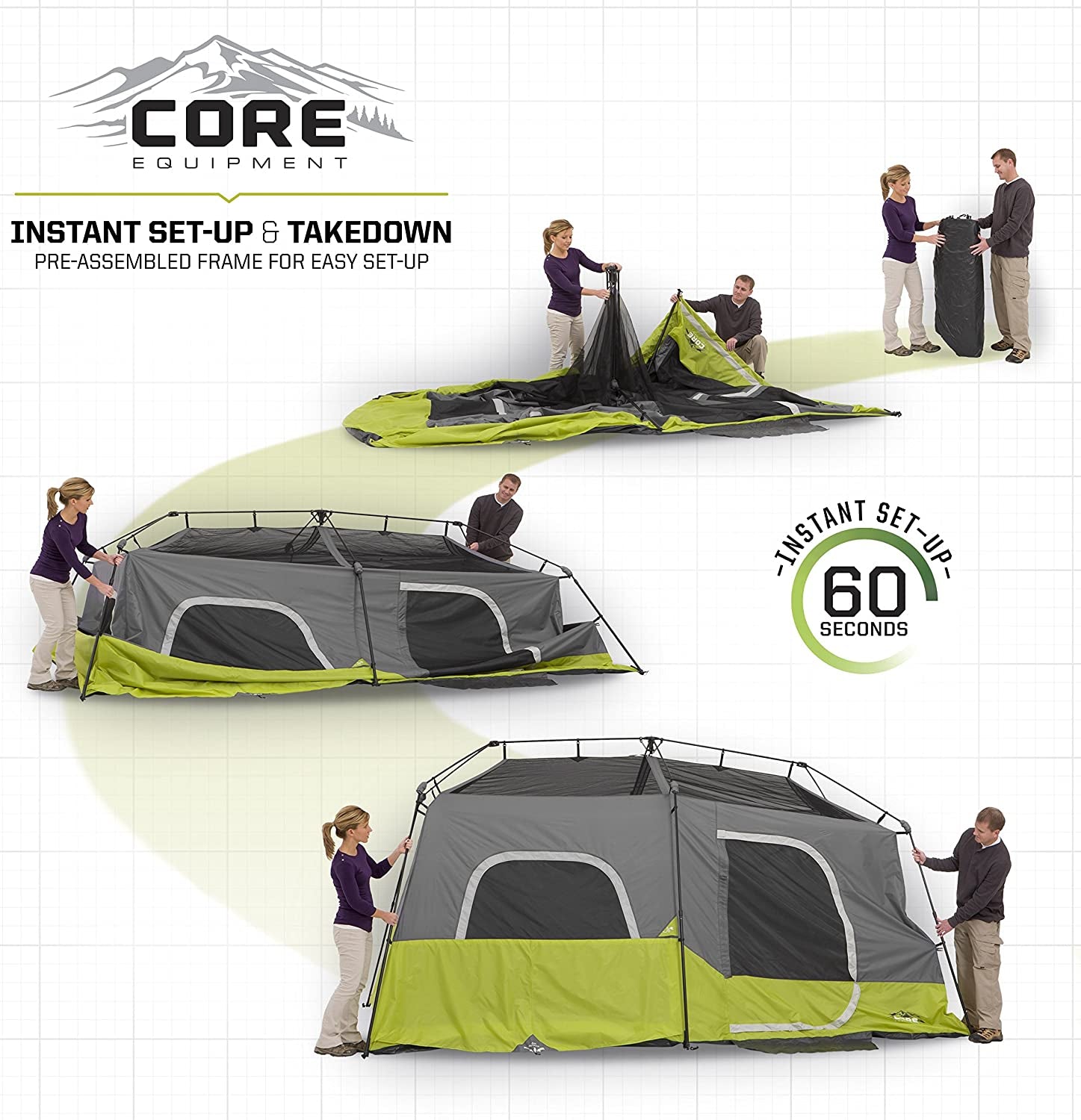 9-Person Instant Cabin Tent 14' x 9' - Green 
