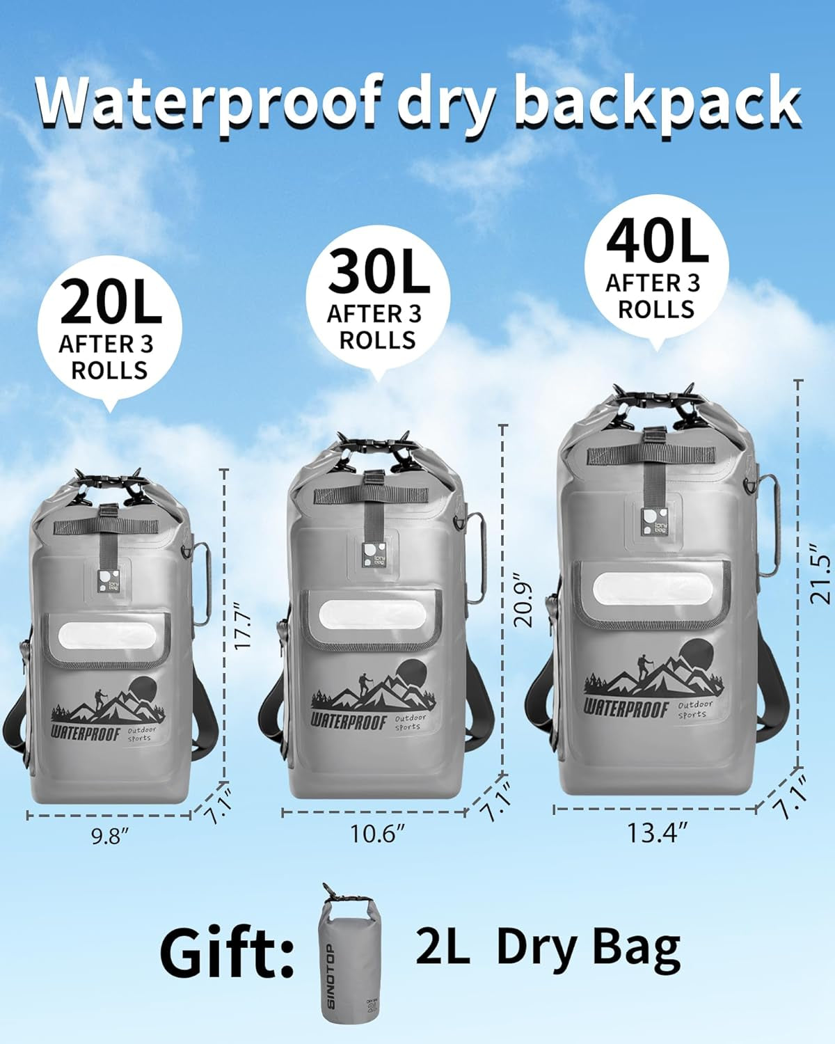 Waterproof Dry Bag Backpack | 20L/30L/40L Floating Sack for Men