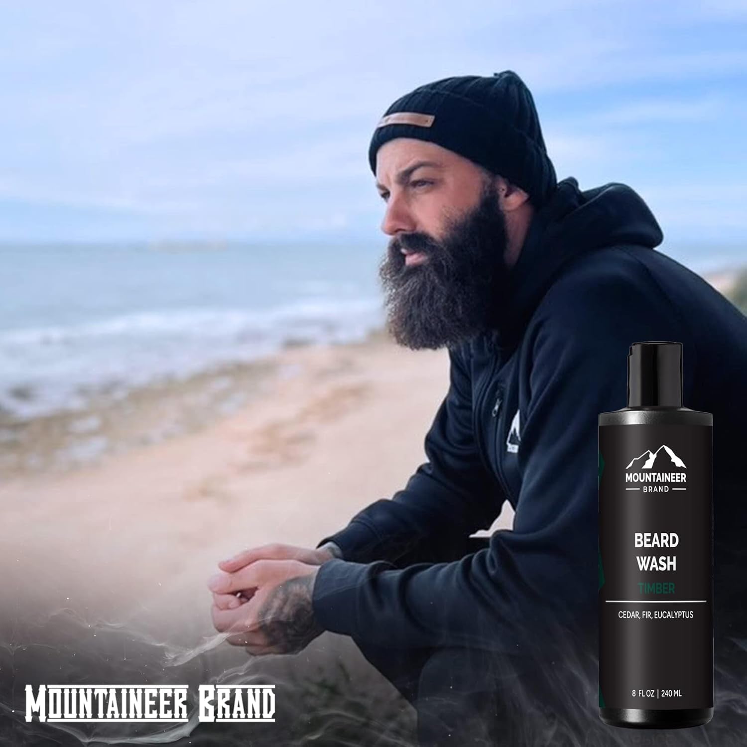 Natural Beard Wash for Men | Softening & Hydrating Shampoo (8oz, Timber Scent)