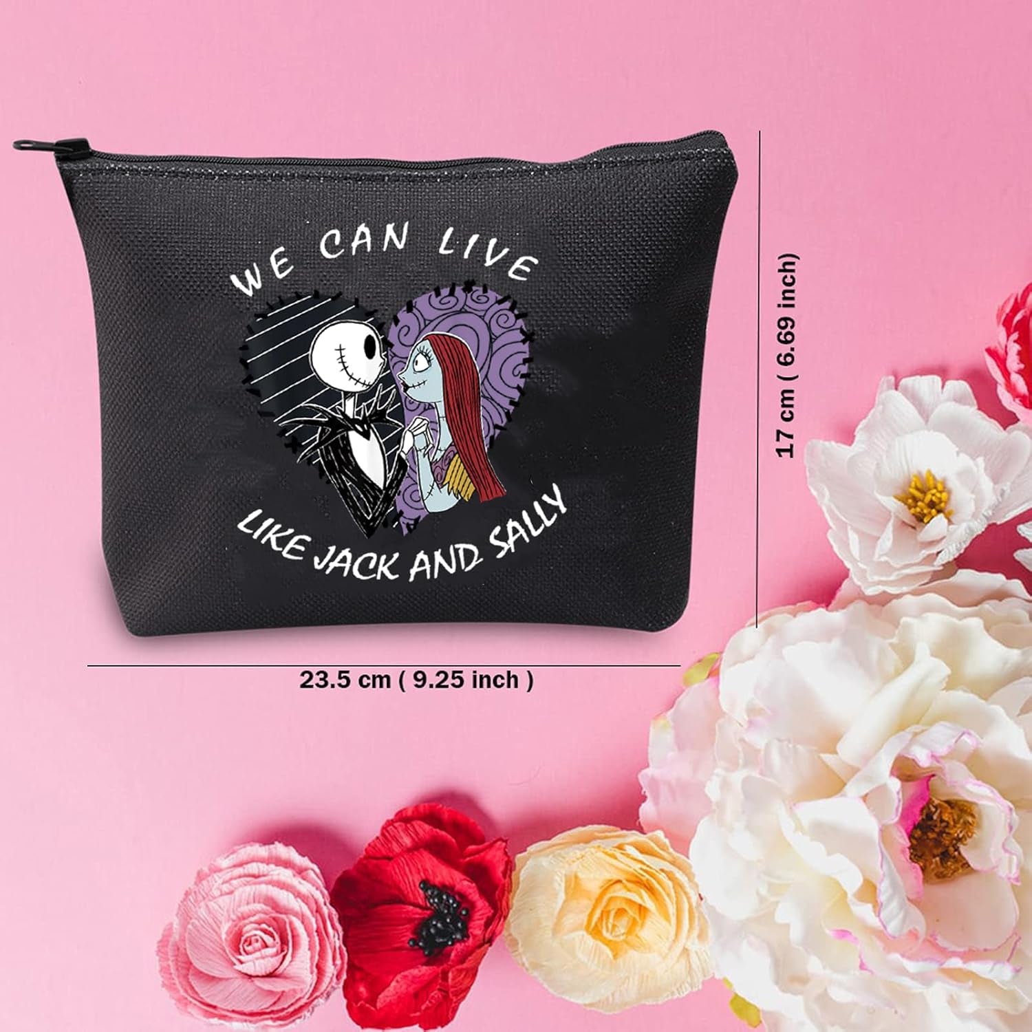 Jack & Sally Horror Movie Merch Makeup Bag Gift